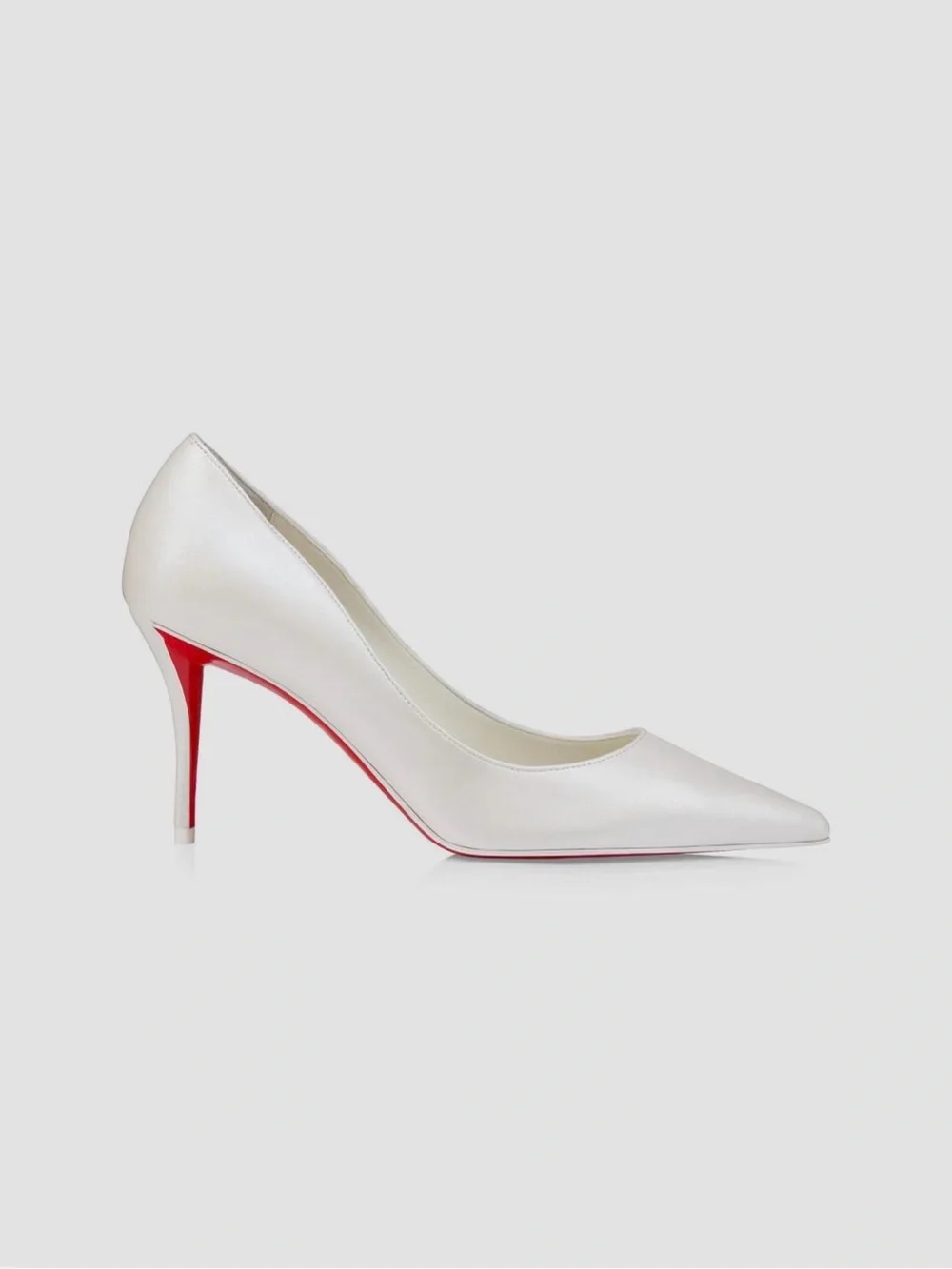 Christian Louboutin White Pointed-Toe Pump with Signature Red Sole